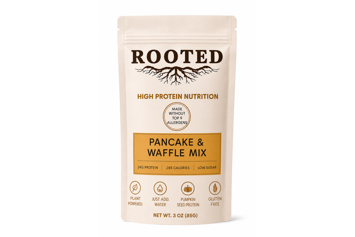 Rooted Plant Based High Protein Pancake & Waffle Mix | Allergen Friendly