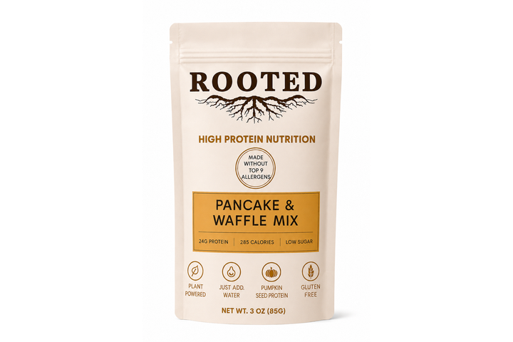 Rooted Plant Based High Protein Pancake & Waffle Mix | Allergen Friendly
