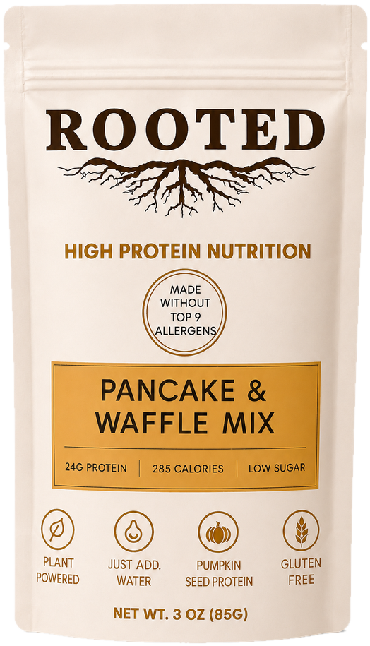 Rooted Plant Based High Protein Pancake & Waffle Mix | Allergen Friendly
